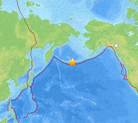 Землетрясение магнитудой шесть баллов у берегов Аляски 