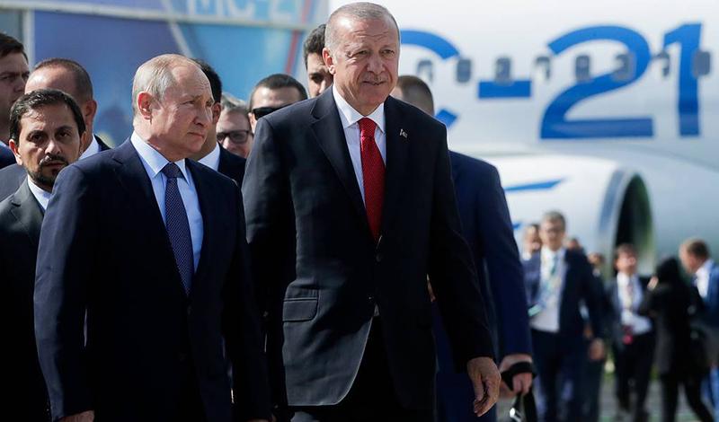 Путин и Эрдоган на встрече МАКС-2019