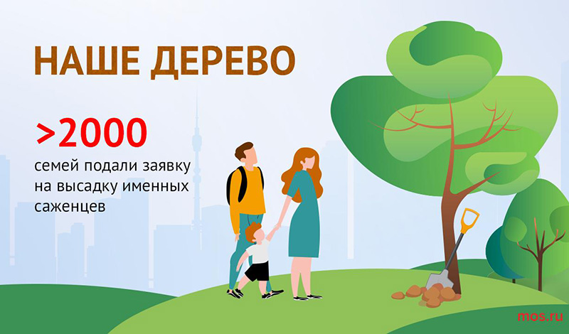 На портале mos.ru продолжается регистрация на весеннюю высадку именных саженцев 2021 года